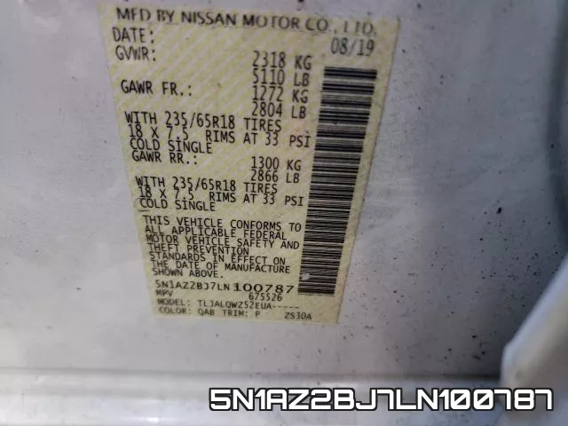 5N1AZ2BJ7LN100787 фото 2