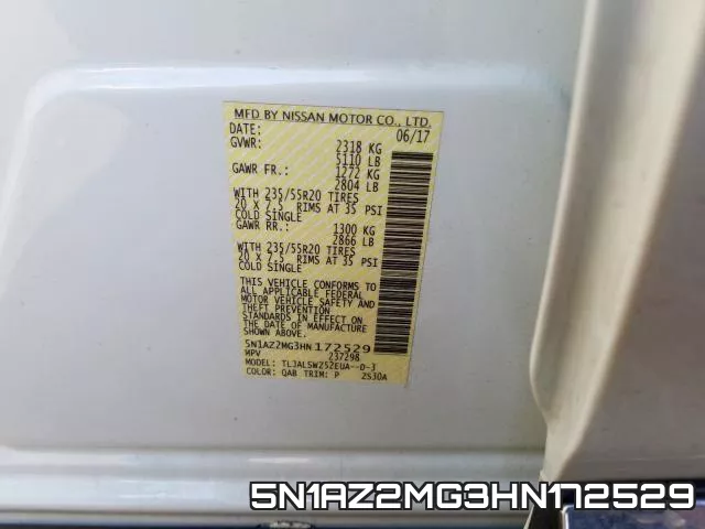 5N1AZ2MG3HN172529 фото 2