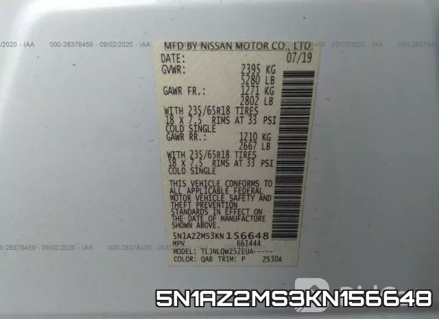5N1AZ2MS3KN156648 фото 9