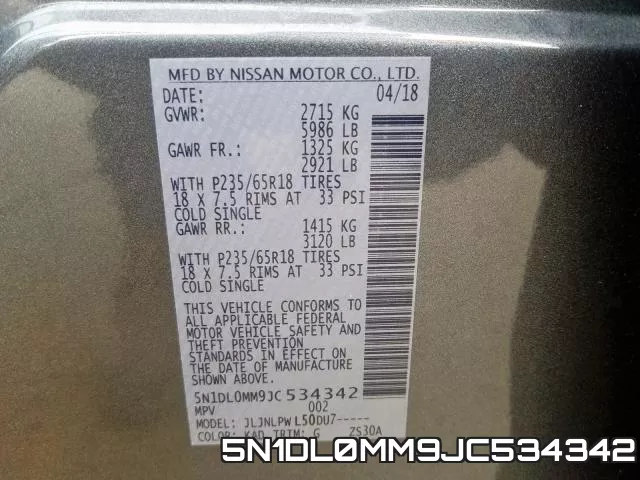 5N1DL0MM9JC534342 фото 2