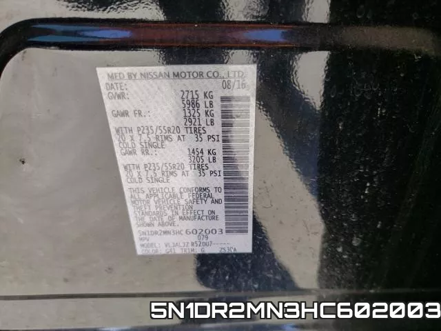 5N1DR2MN3HC602003 фото 2