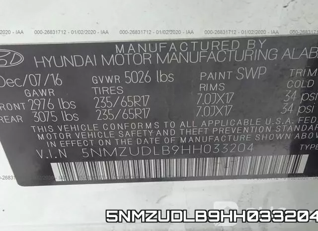 5NMZUDLB9HH033204 фото 10