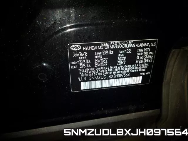 5NMZUDLBXJH097564 фото 2