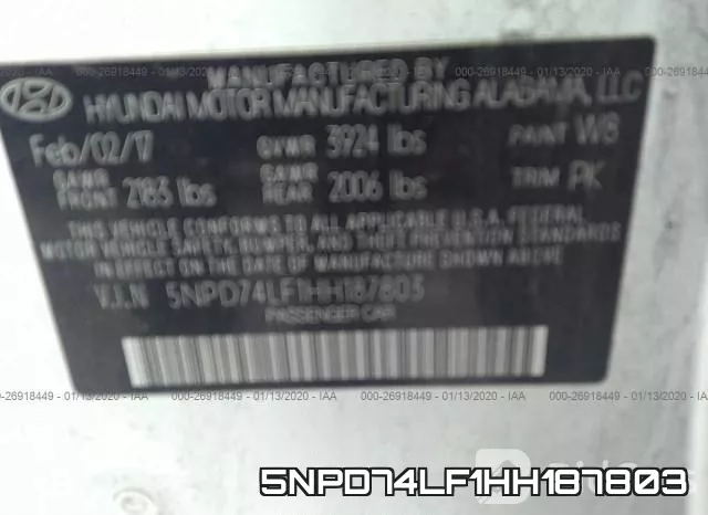 5NPD74LF1HH187803 фото 10