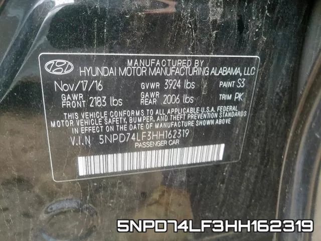 5NPD74LF3HH162319 фото 2