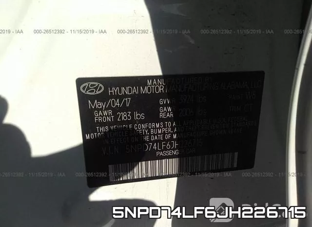 5NPD74LF6JH226715 фото 10
