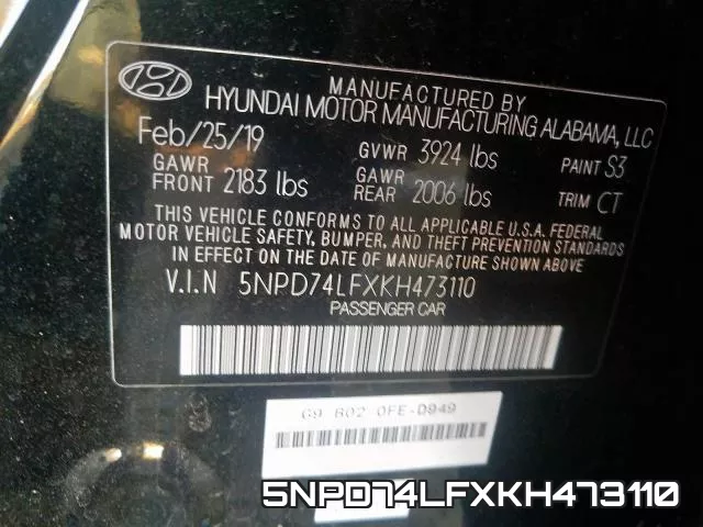 5NPD74LFXKH473110 фото 2