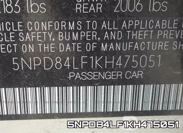 5NPD84LF1KH475051 фото 10