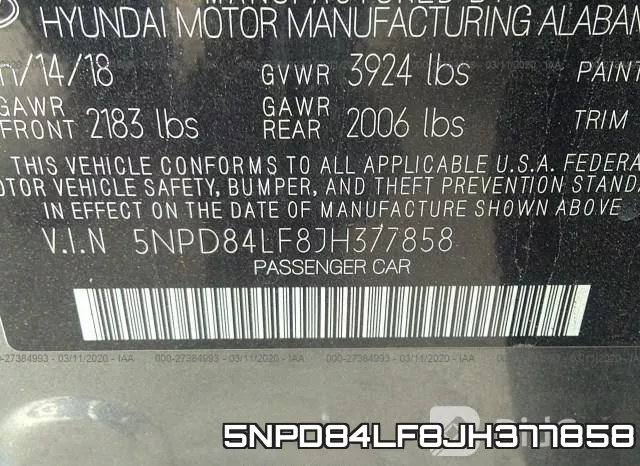 5NPD84LF8JH377858 фото 10