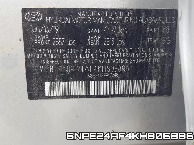 5NPE24AF4KH805886 фото 2
