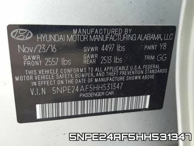 5NPE24AF5HH531347 фото 2