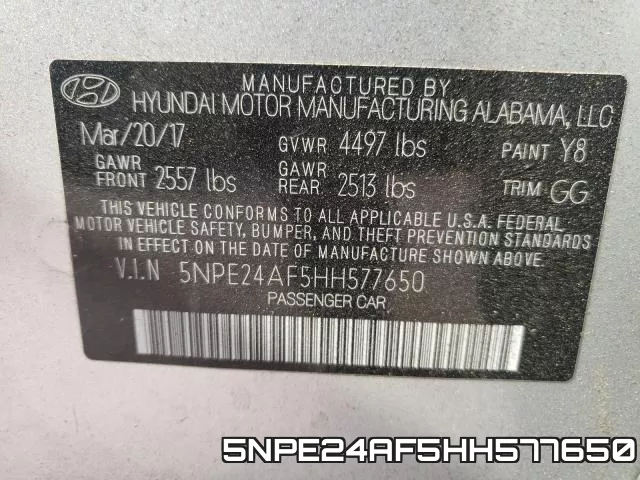 5NPE24AF5HH577650 фото 2