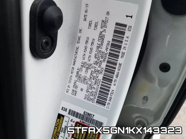 5TFAX5GN1KX143323 фото 2