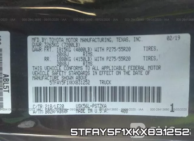 5TFAY5F1XKX831252 фото 10