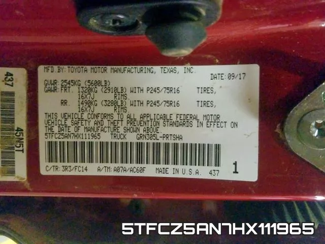 5TFCZ5AN7HX111965 фото 2