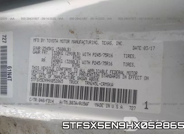 5TFSX5EN9HX052865 фото 10