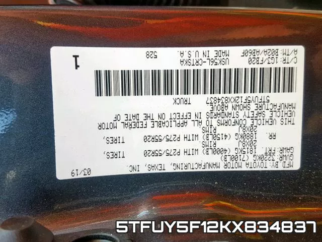 5TFUY5F12KX834837 фото 2
