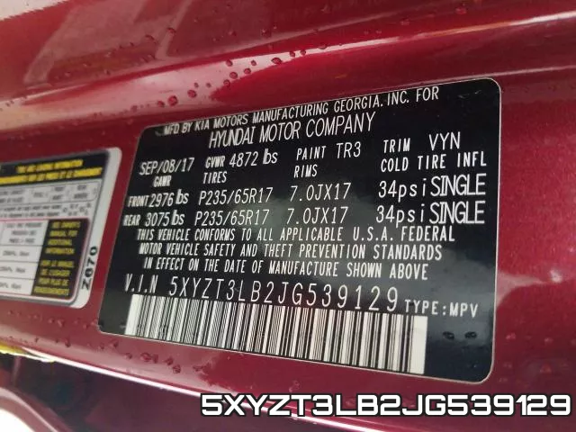 5XYZT3LB2JG539129 фото 2