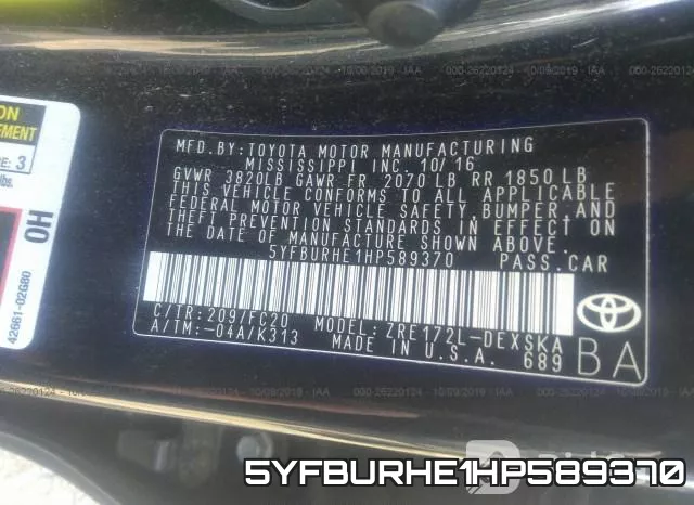 5YFBURHE1HP589370 фото 10