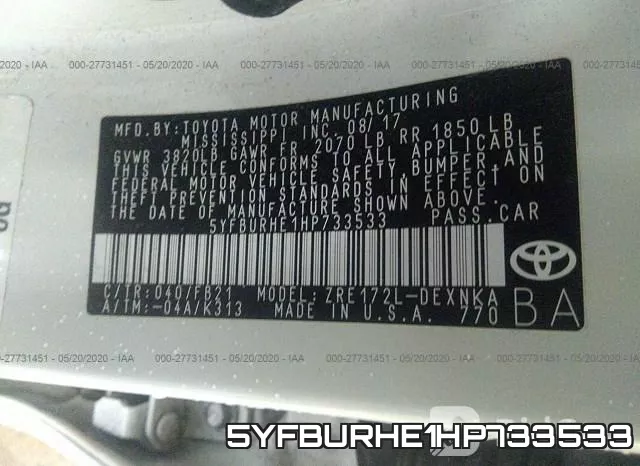 5YFBURHE1HP733533 фото 10