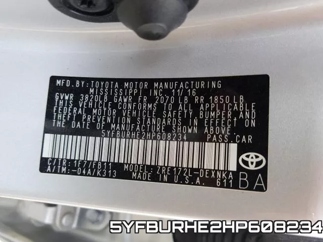 5YFBURHE2HP608234 фото 2