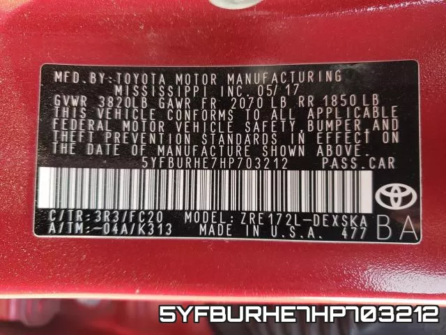 5YFBURHE7HP703212 фото 2