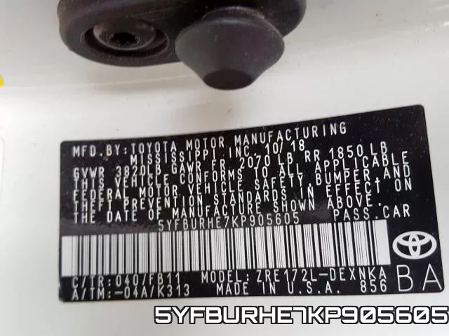 5YFBURHE7KP905605 фото 2