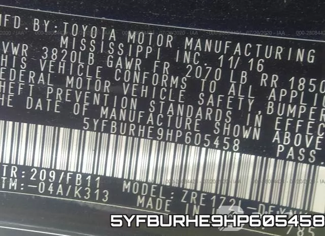5YFBURHE9HP605458 фото 10