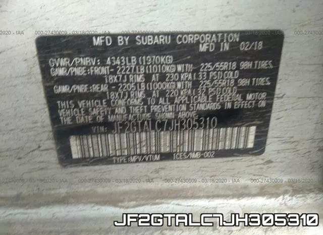 JF2GTALC7JH305310 фото 10