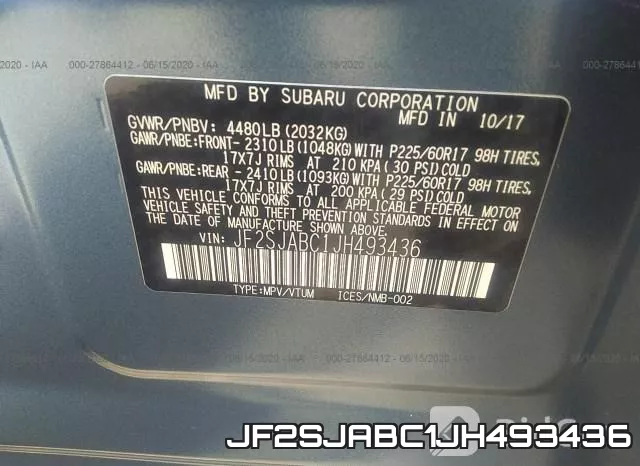 JF2SJABC1JH493436 фото 10