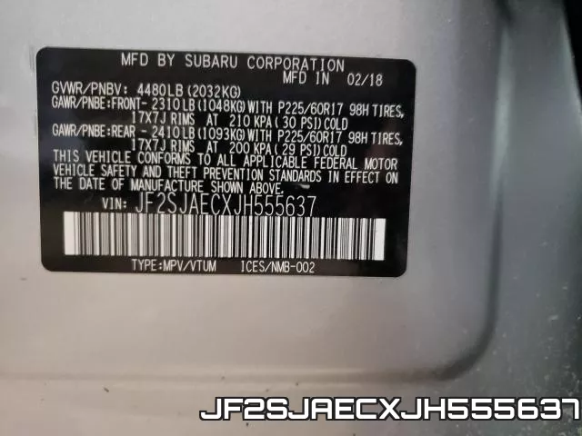 JF2SJAECXJH555637 фото 2