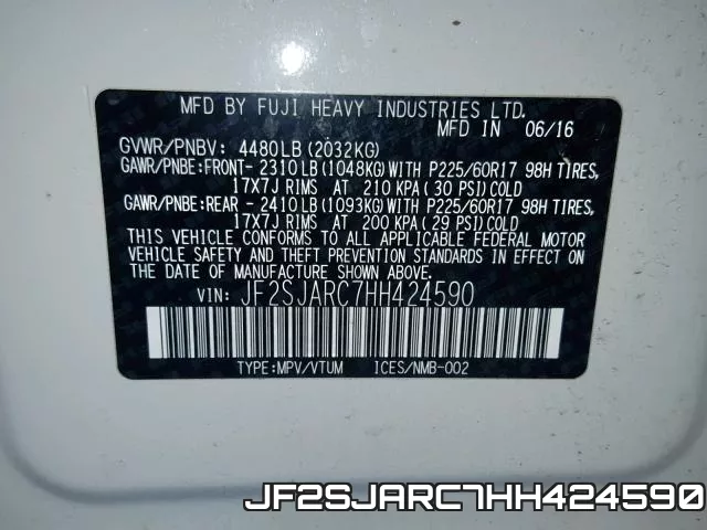 JF2SJARC7HH424590 фото 2
