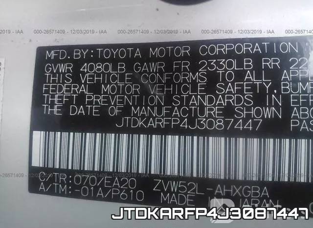 JTDKARFP4J3087447 фото 10