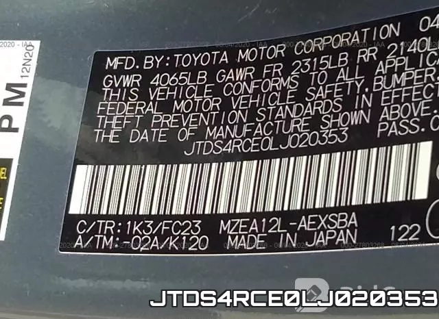 JTDS4RCE0LJ020353 фото 10