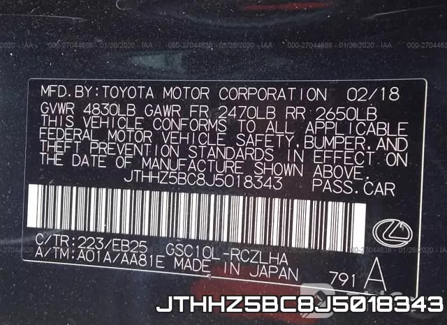JTHHZ5BC8J5018343 фото 10