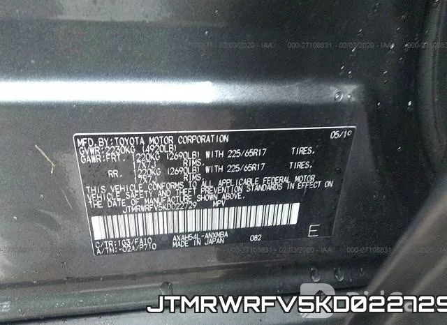 JTMRWRFV5KD022729 фото 10