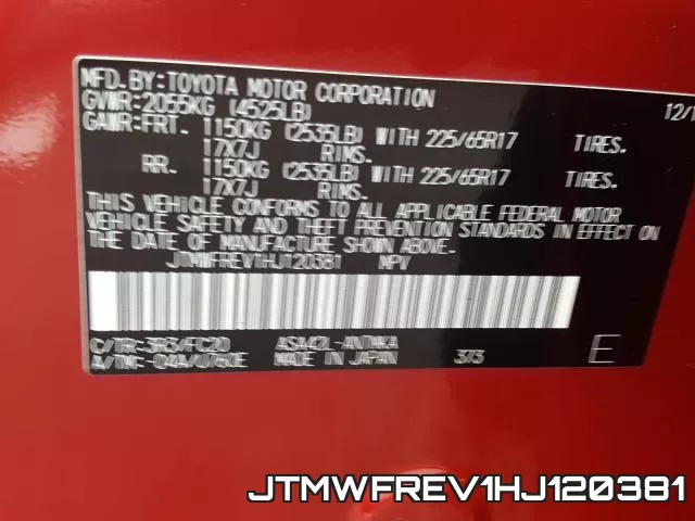 JTMWFREV1HJ120381 фото 2