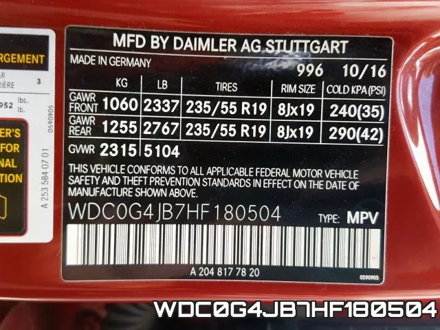 WDC0G4JB7HF180504 фото 2