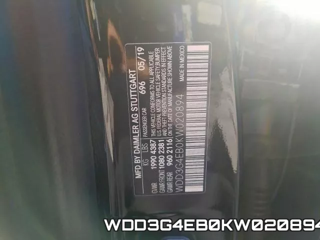 WDD3G4EB0KW020894 фото 2