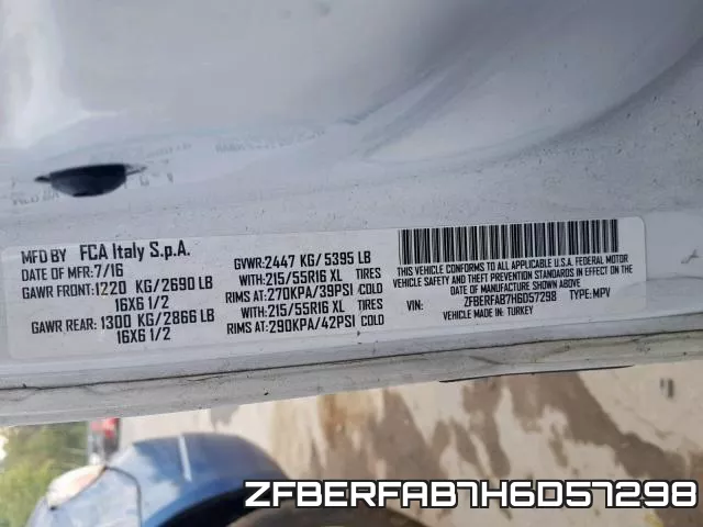 ZFBERFAB7H6D57298 фото 2