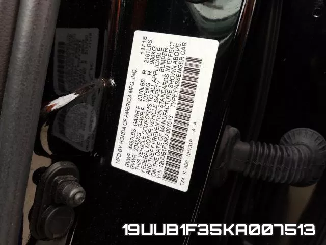 19UUB1F35KA007513 фото 2