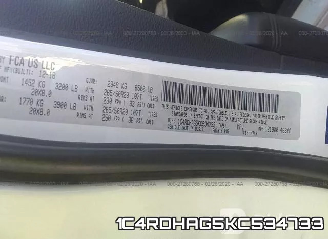 1C4RDHAG5KC534733 фото 10