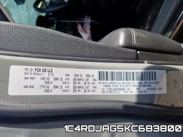 1C4RDJAG5KC683800 фото 2