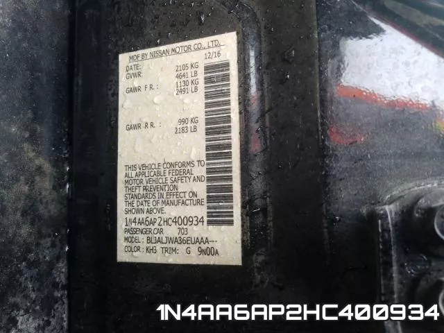 1N4AA6AP2HC400934 фото 2