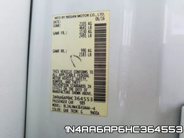 1N4AA6AP6HC364553 фото 2