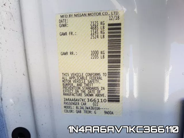 1N4AA6AV7KC366110 фото 2
