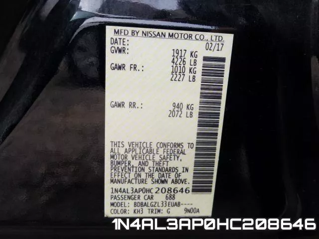 1N4AL3AP0HC208646 фото 2