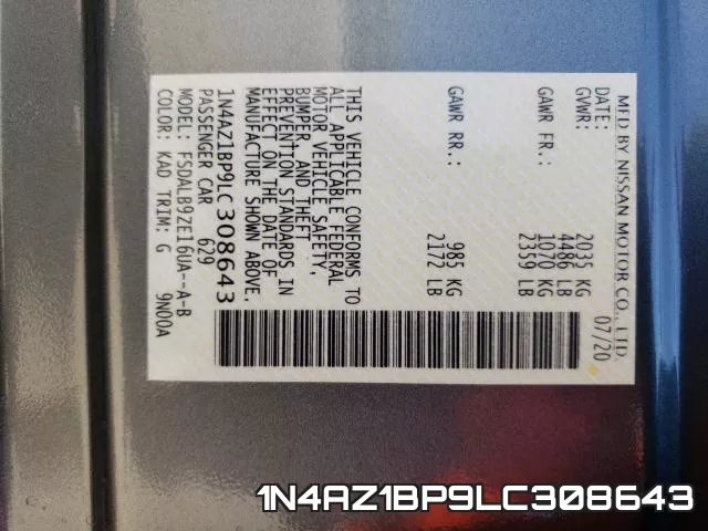 1N4AZ1BP9LC308643 фото 2