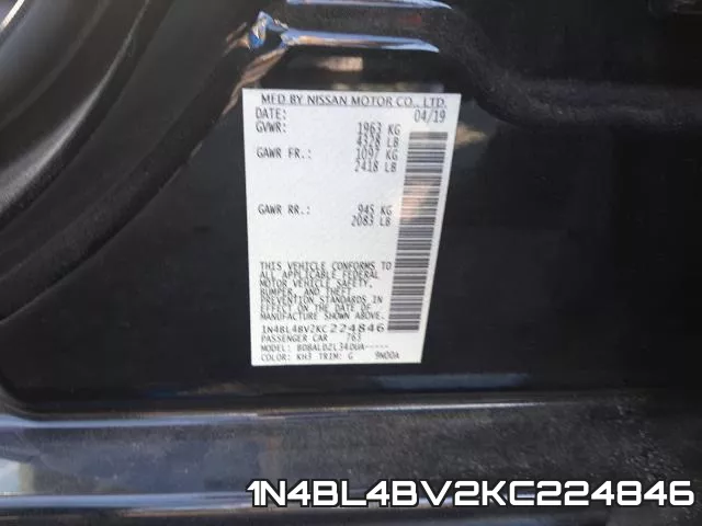 1N4BL4BV2KC224846 фото 2