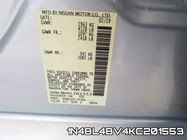 1N4BL4BV4KC201553 фото 2